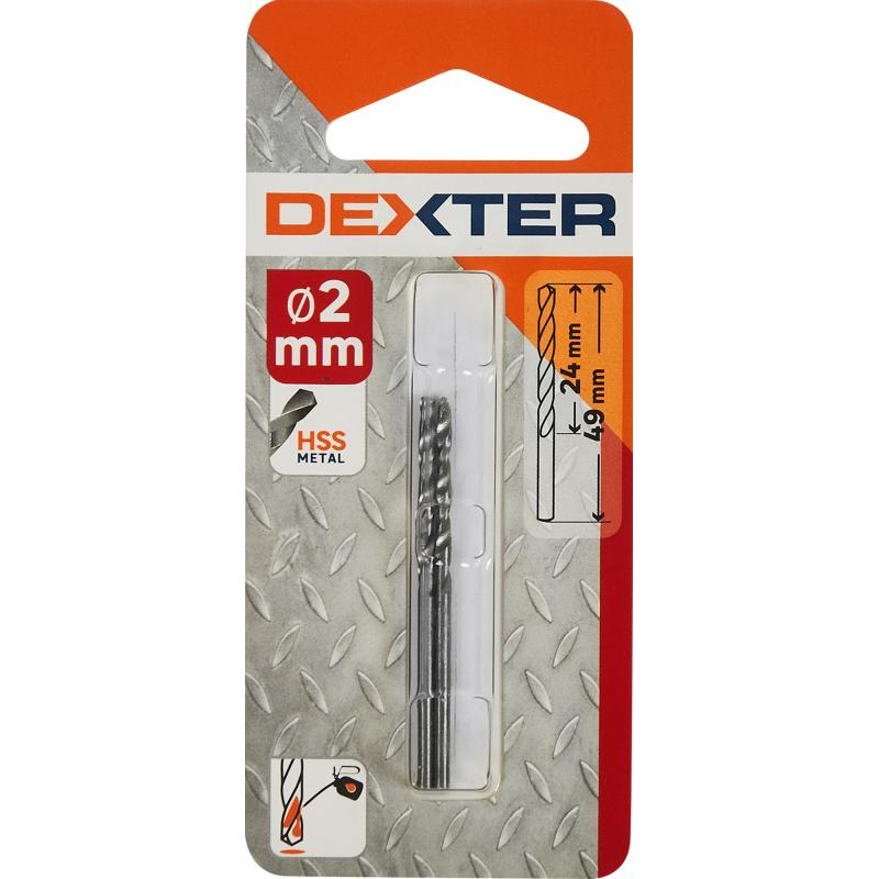 Метал тесетін шиыршық бұрғы HSS-G Dexter 2x49 мм, 2 дана