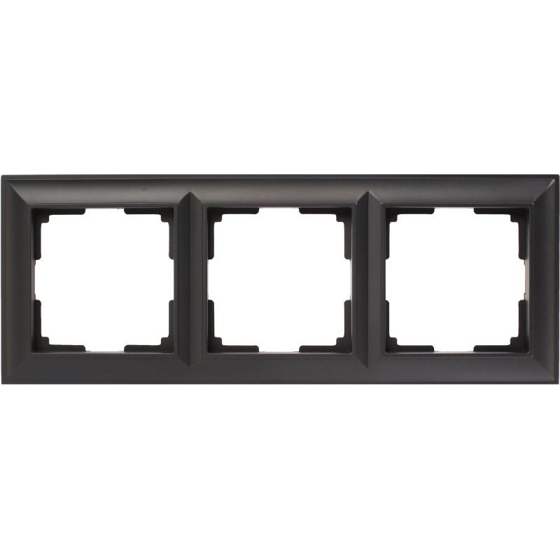 Рамка для розеток и выключателей Werkel Fiore 3 поста, цвет чёрный матовый