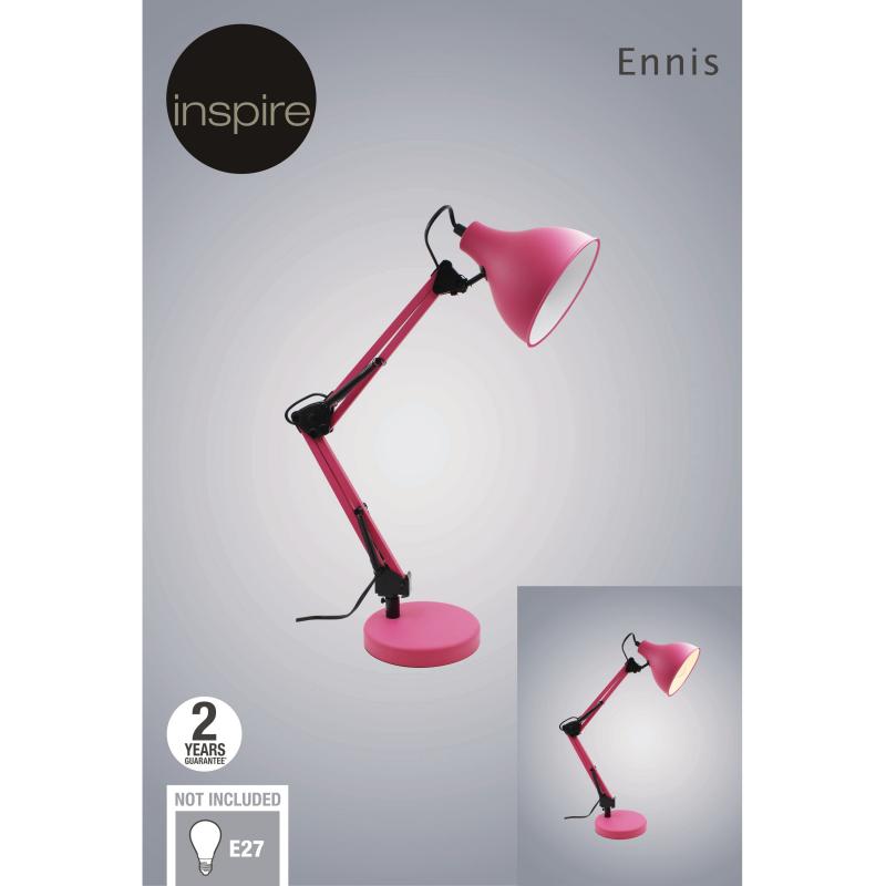 Рабочая лампа настольная Inspire Ennis, цвет розовый