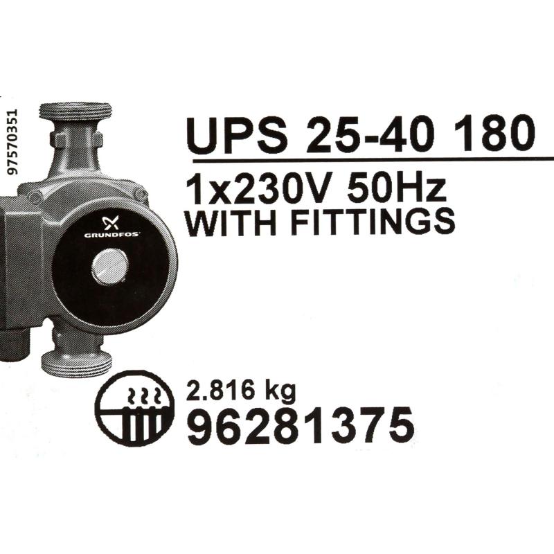 Насос циркуляционный Grundfos UPS 25/40 180 мм