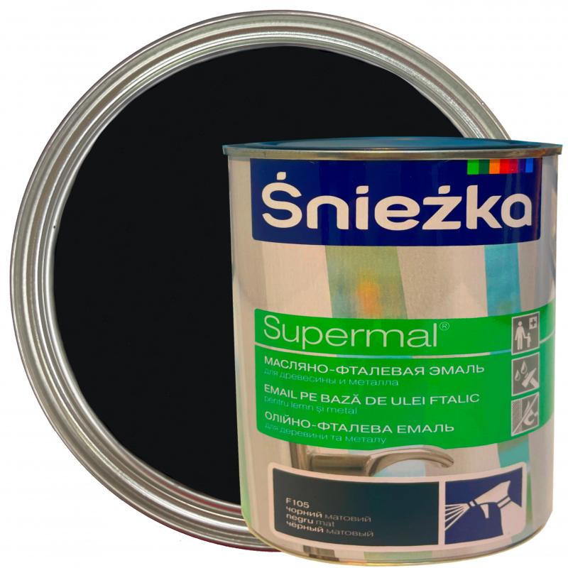 Эмаль Sniezka Supermal күңгірт түсі қара 0.8 л