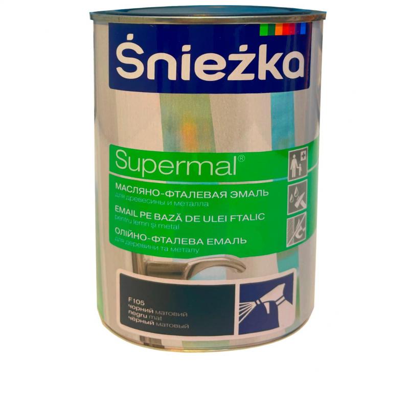 Эмаль Sniezka Supermal күңгірт түсі қара 0.8 л