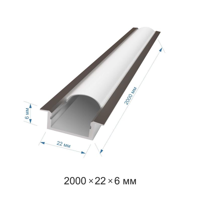 Профиль для светодиодной ленты врезной 6 мм 2 пог. м