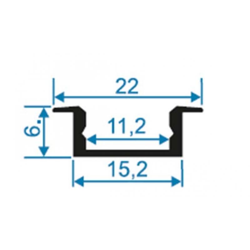 Профиль для светодиодной ленты врезной 6 мм 2 пог. м