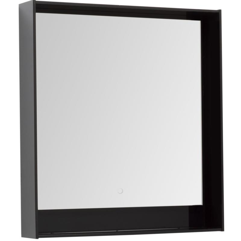 Зеркало с подсветкой «Мокка» 80 см, цвет чёрный глянец