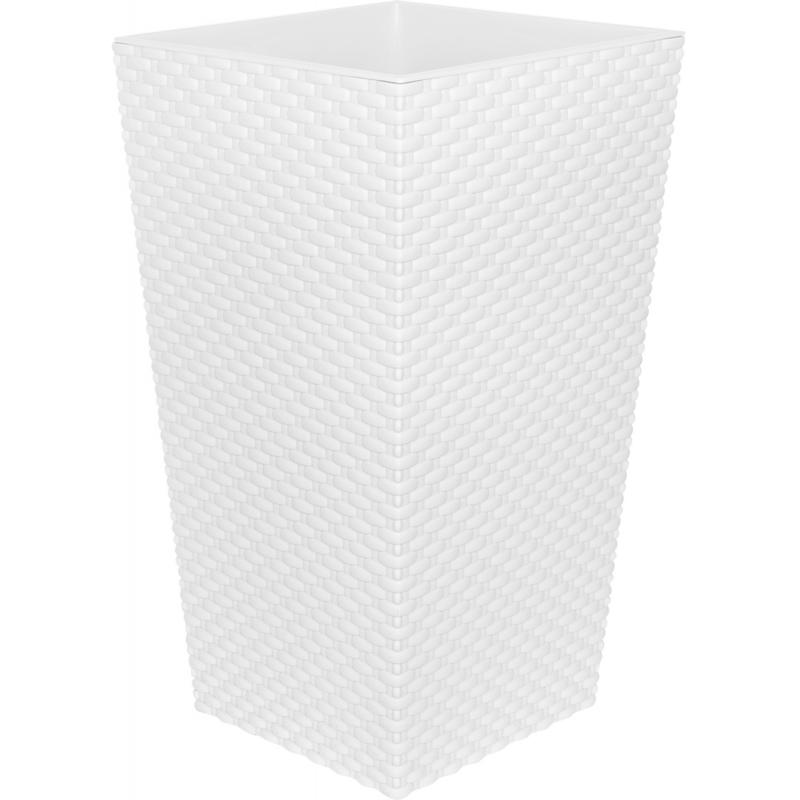 Горшок цветочный Idea Ротанг 26x26x45.7 см v7.6 л пластик белый
