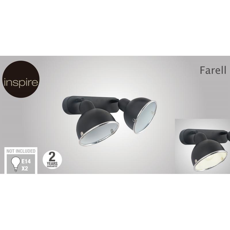 Спот поворотный Inspire Farell, 2 лампы, 1.5 м², цвет черный