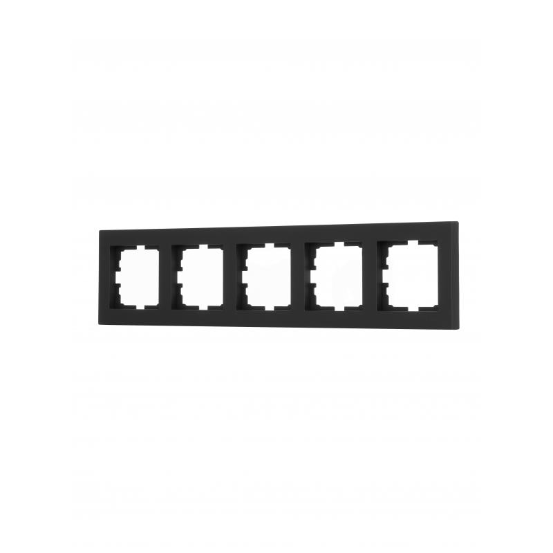 Рамка для розеток и выключателей Lezard Vesna 742-4200-150 5 постов цвет черный матовый