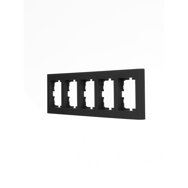 Рамка для розеток и выключателей Lezard Vesna 742-4200-150 5 постов цвет черный матовый