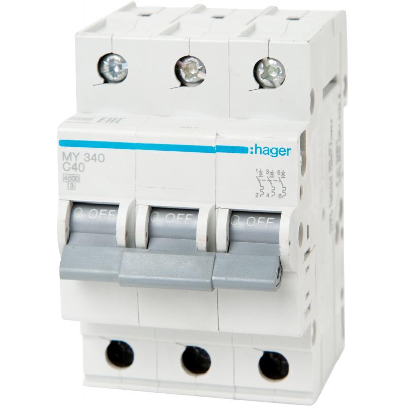 Автоматический выключатель Hager MY340 3P C40 А 4.5 кА