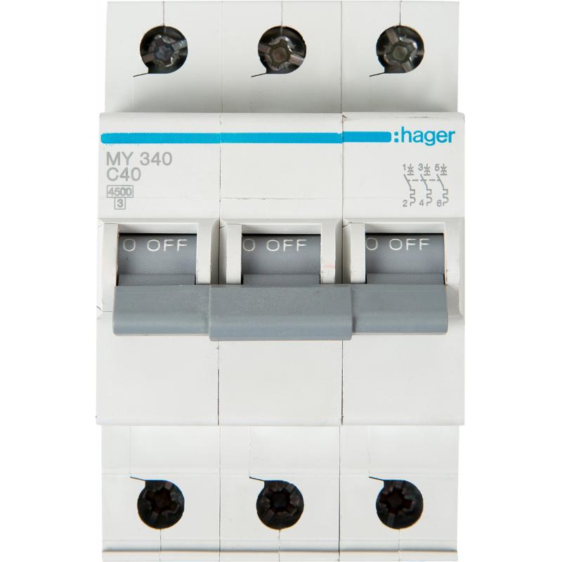 Автоматический выключатель Hager MY340 3P C40 А 4.5 кА