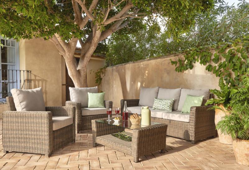 Набор садовой мебели Naterial полиротанг светло-коричневый: стол, диван и 2 кресла