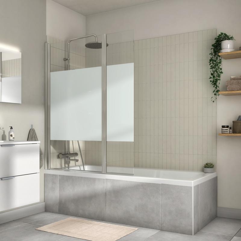 Ширма на ванну Sensea Essential поворотный 140 см цвет серый