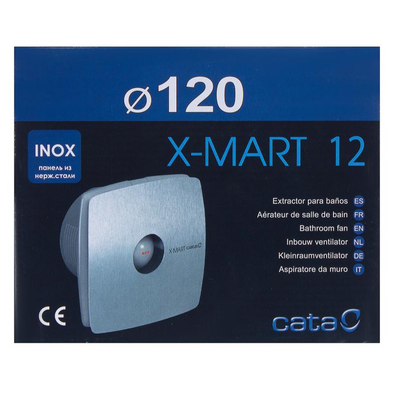 Вентилятор осевой вытяжной Cata X-Mart 12 Inox D120 мм 40 дБ 190 м³/ч обратный клапан цвет серебристый