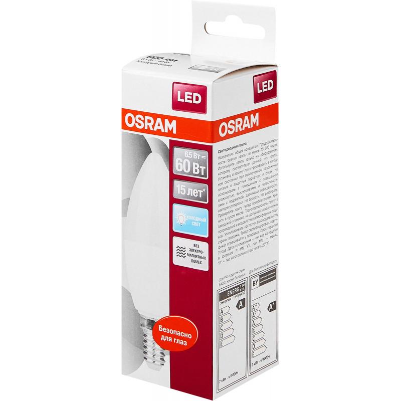 Лампа светодиодная Osram Свеча E14 6.5 Вт 550 Лм свет холодный белый
