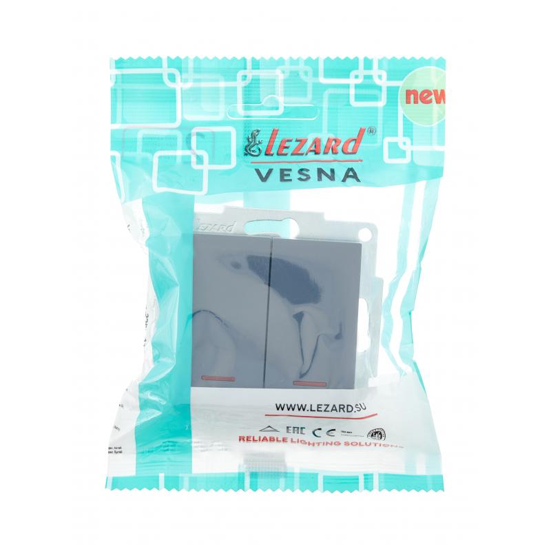 Выключатель встраиваемый Lezard Vesna 742-3488-112 1 клавиша цвет графит
