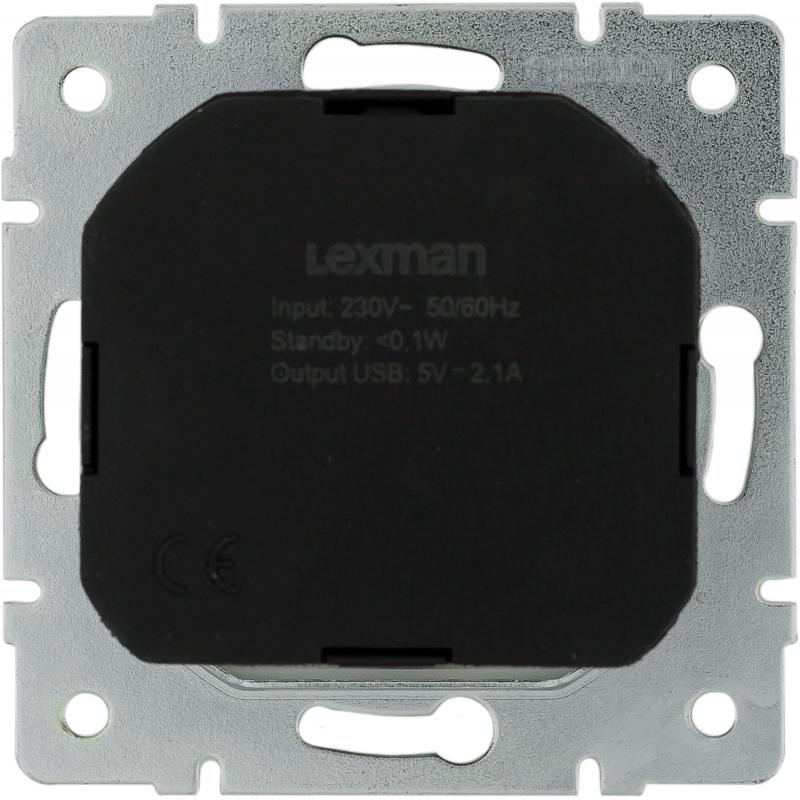 Розетка встраиваемая Lexman Виктория с заземлением разъем USB цвет жемчужно-белый матовый
