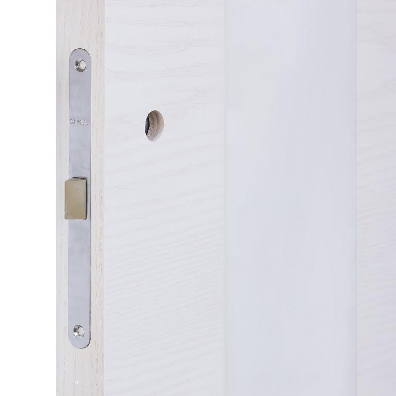 Дверь межкомнатная Модерн остеклённая шпон натуральный цвет белый ясень 60x200 см (с замком и петлями)