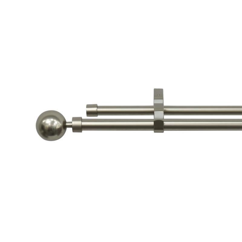 Карниз двухрядный раздвижной Шар d16/19 мм 160-300 см металл цвет сталь
