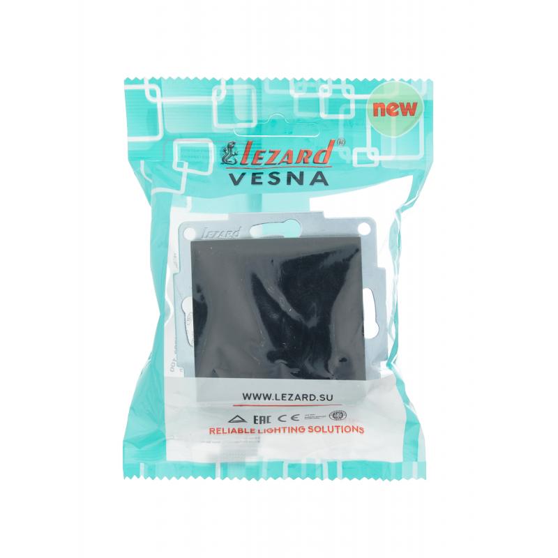 Выключатель встраиваемый Lezard Vesna 742-4288-100 1 клавиша цвет матовый черный