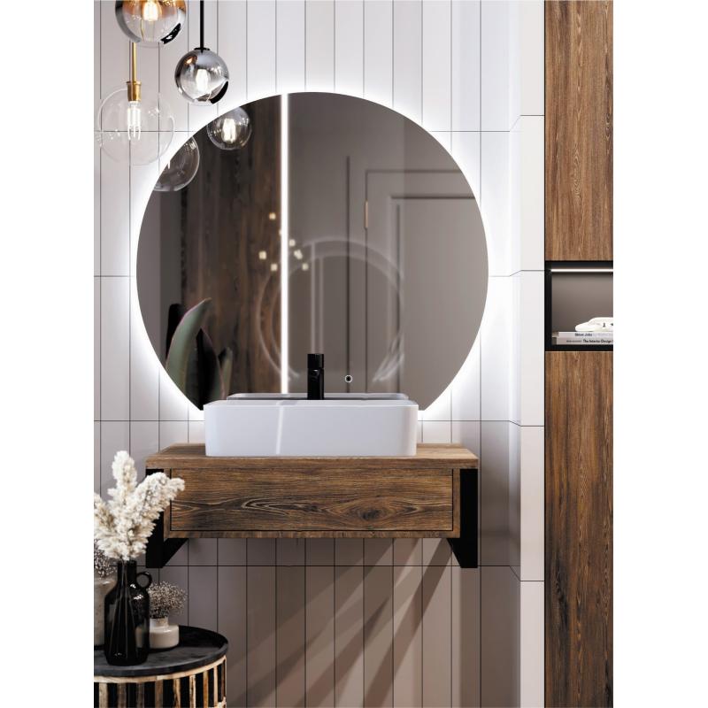Зеркало для ванной Omega Glass Эклипс SD45 с подсветкой 78x90 см 1/2 круга