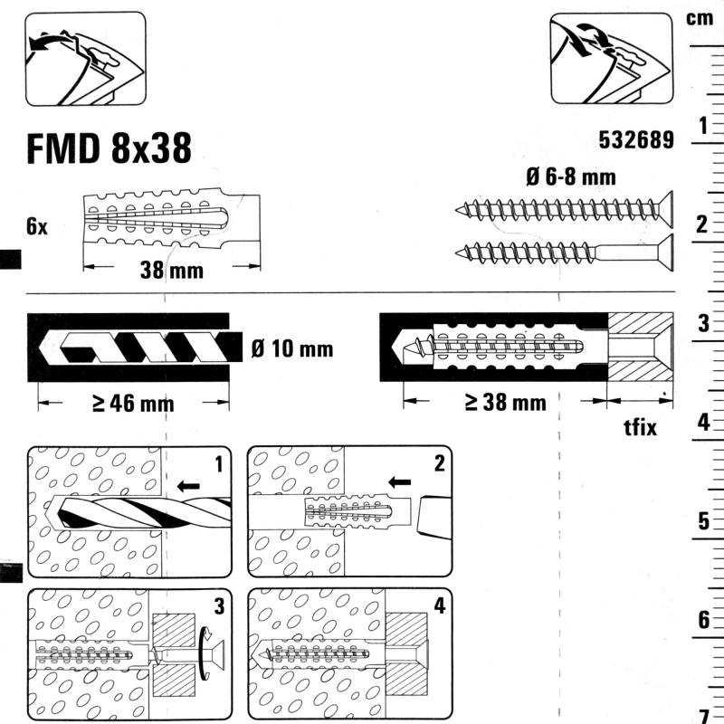 Дюбель распорный металлический Fischer FMD 8x38 мм металл цвет серый 6 шт.