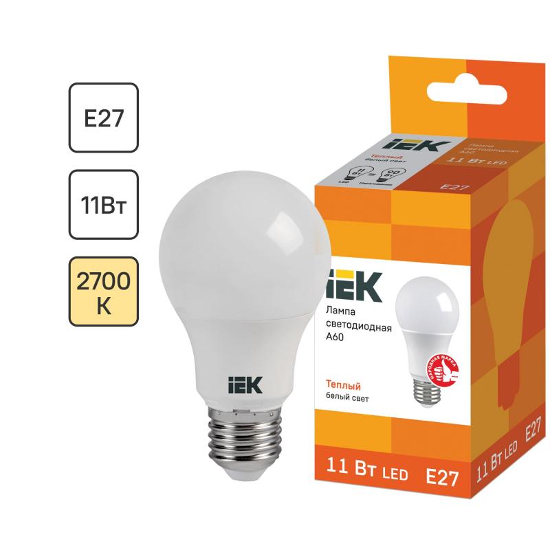Лампа светодиодная IEK Шар E27 11 Вт 3000 К свет тёплый белый