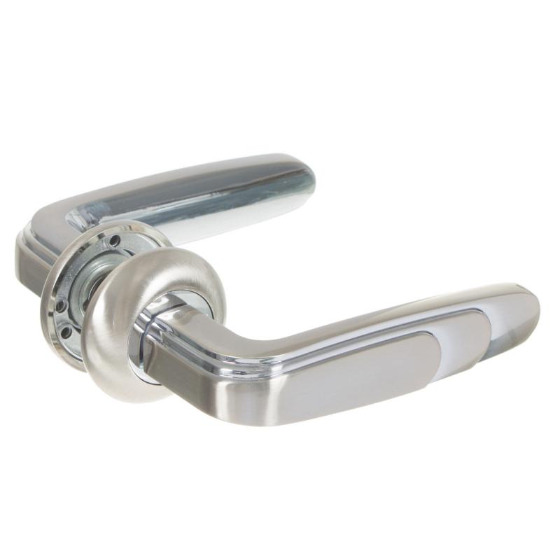 Ручка дверная на розетке WING RM/HD SN/CP-3, цвет матовый никель/хром