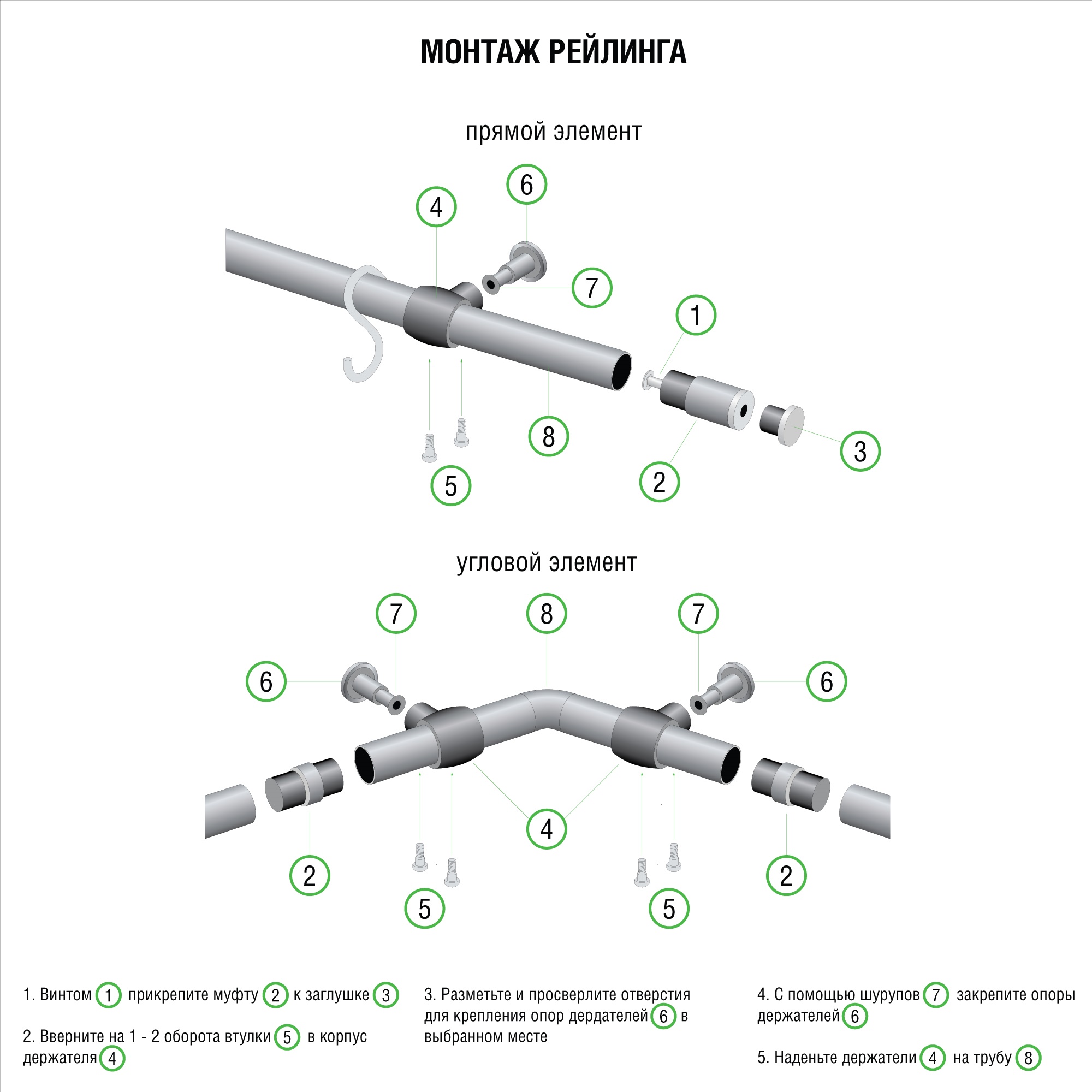 рейлинг с креплением в комплекте delinia 60 см цвет хром