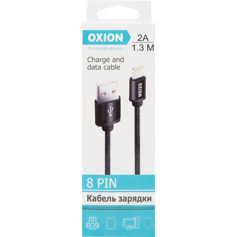Кабель Oxion USB-Lightning 1.3 м 2 A түсі қара