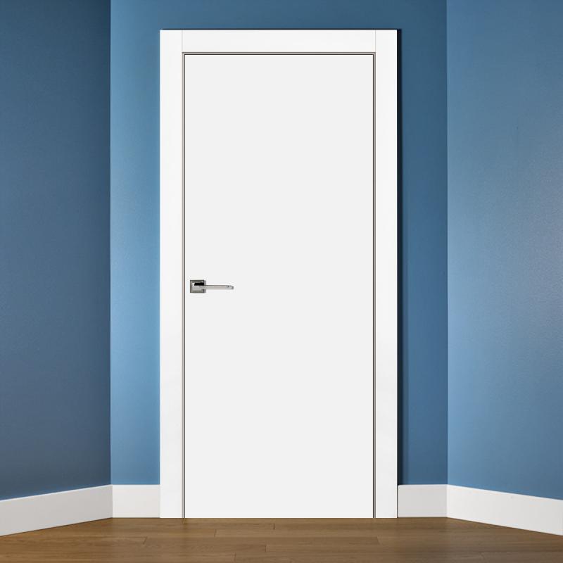 Дверь межкомнатная Гладкая глухая эмаль цвет белый 90x200 см (с замком в комплекте)