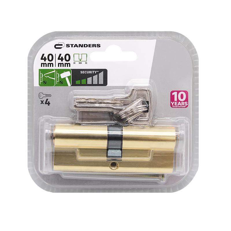 Цилиндр Standers TTAL1-4040GD, 40x40 мм, ключ/ключ, цвет латунь