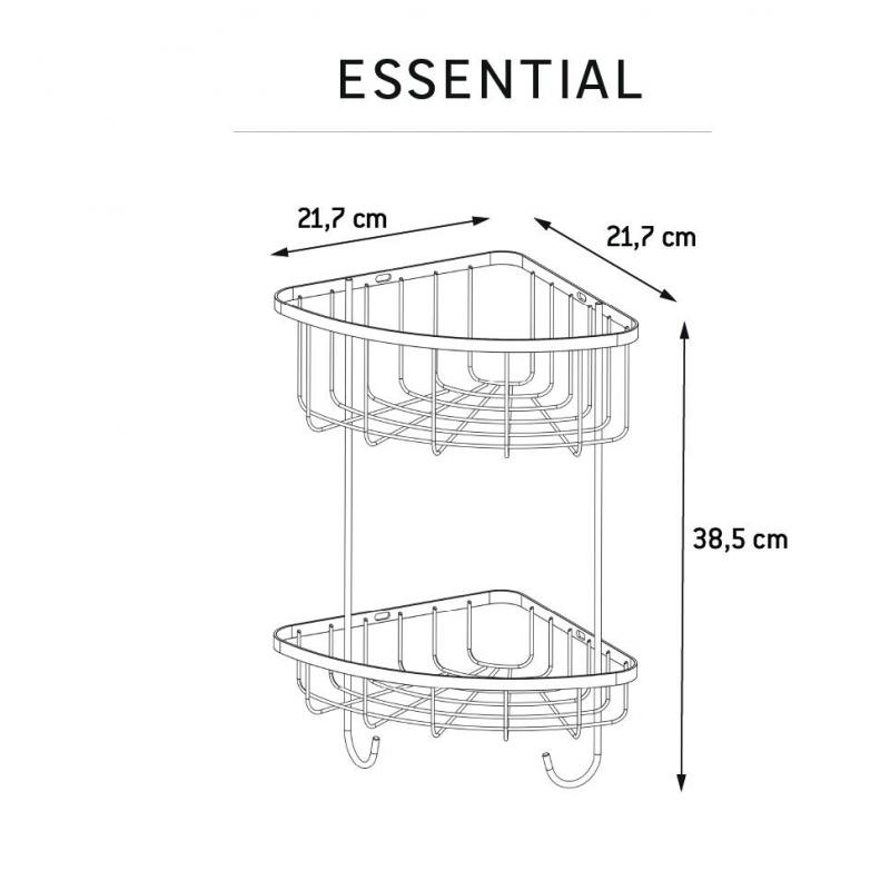 Полка для ванной угловая Sensea Essential двухъярусная цвет хром