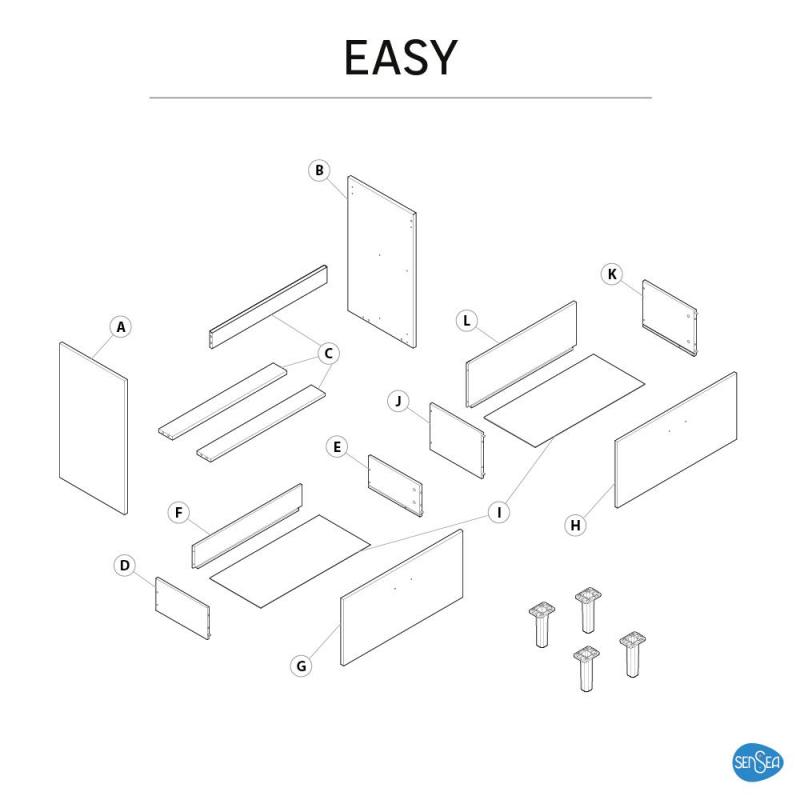 Тумба под раковину Sensea Easy 70 см напольная с двумя ящиками цвет белый