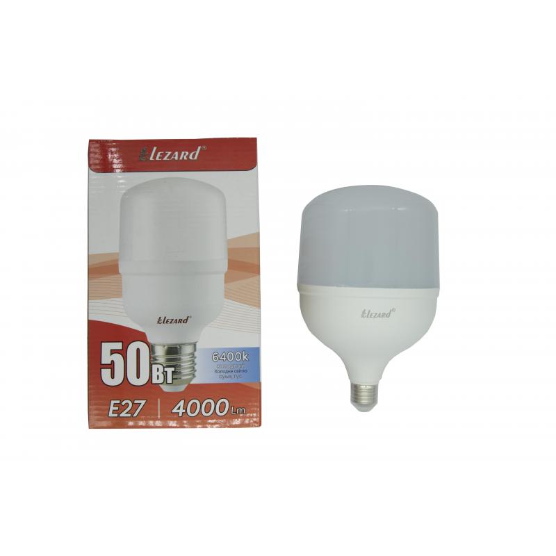 Лампа светодиодная Lezard E27 220 В 50 Вт груша матовая холодный белый свет