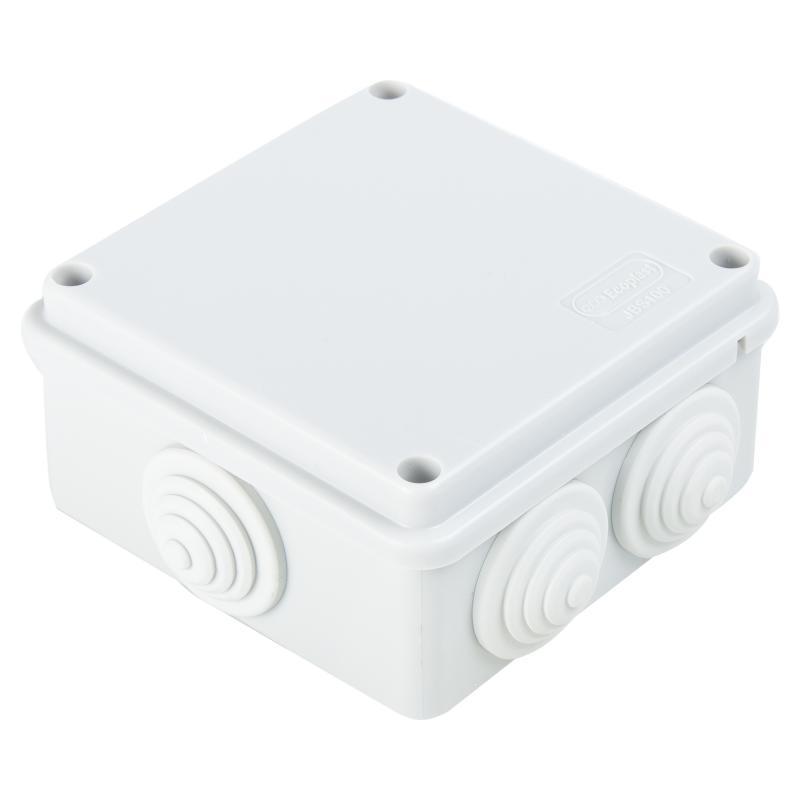 Распределительная коробка открытая Экопласт 100х100х55 мм 6 вводов IP55 цвет серый