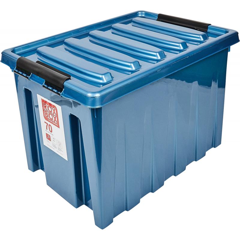 Контейнер Rox Box 58x35x39 см 70 л пластик с крышкой и роликами цвет синий