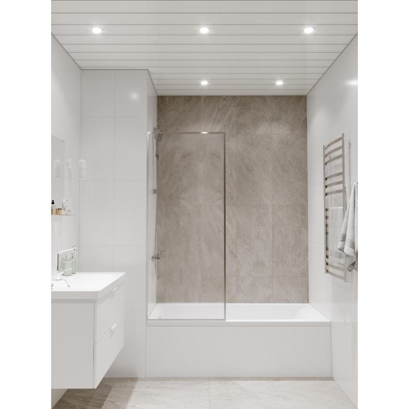 Комплект потолка для туалета 1.35х0.9 м цвет белый глянцевый/металлик