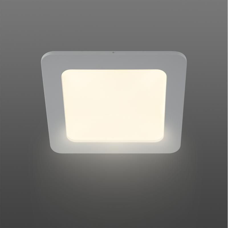 Светильник светодиодный встраиваемый квадратный 12 Вт, 4000K, 18 см, цвет белый, свет холодный белый