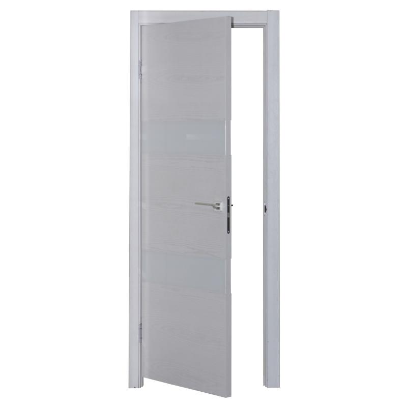 Дверь межкомнатная Модерн глухая шпон натуральный цвет белый ясень 90x200 см (с замком и петлями)