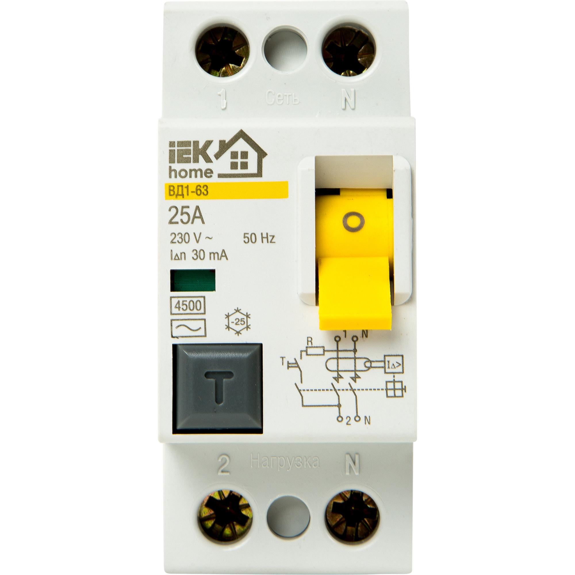 Автоматический выключатель леруа. Выключатель дифференциального тока (УЗО) 2п вд1-63 25a 30мa, mdv10-2-025-030. УЗО IEK 63a. Вд1-63 IEK. Вд1-63 ИЭК.