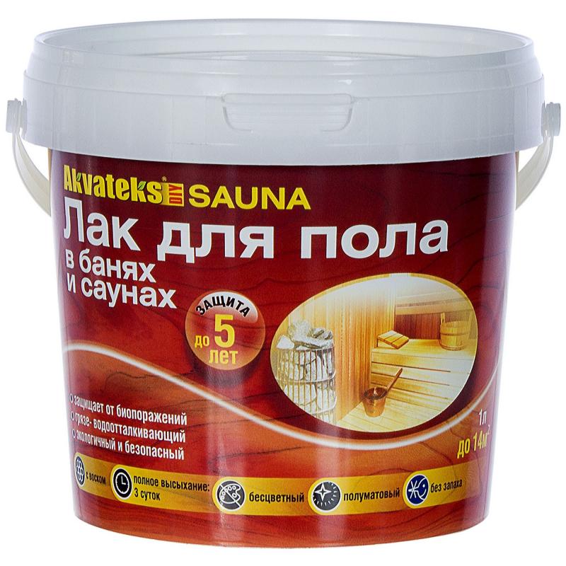 Лак для пола в банях и саунах Akvateks DIY Sauna бесцветный 1 л