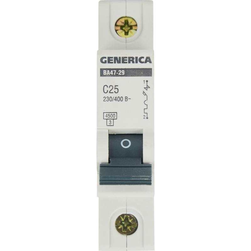 Автоматический выключатель Generica ВА47-29 1P C25 А 4.5 кА