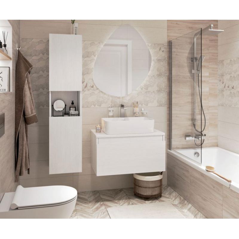 Зеркало для ванной Бордо с подсветкой 76x90 см цвет серый
