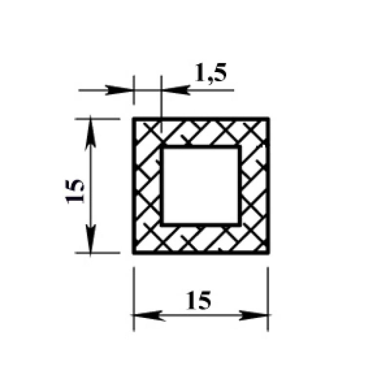 Профиль алюминиевый квадратный трубчатый 15х15х1.5x2000 мм