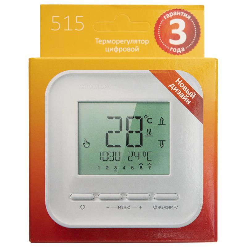 Терморегулятор для теплого пола Теплолюкс 515 электронный белый