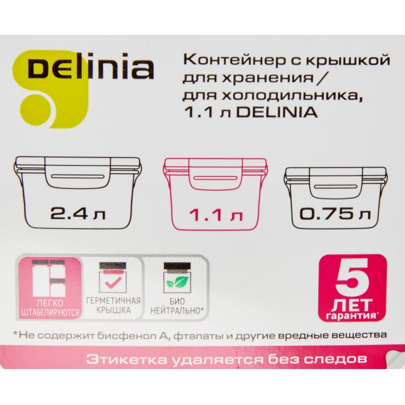 Контейнер сақтауға арналған Delinia 1100 мл полипропилен түсі мөлдір-көгілдір