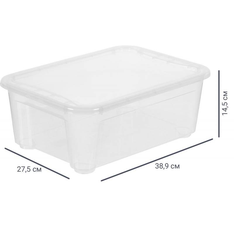 Ящик Кристалл 38.9x27.5x14.5 см 10 л пластик с крышкой цвет прозрачный