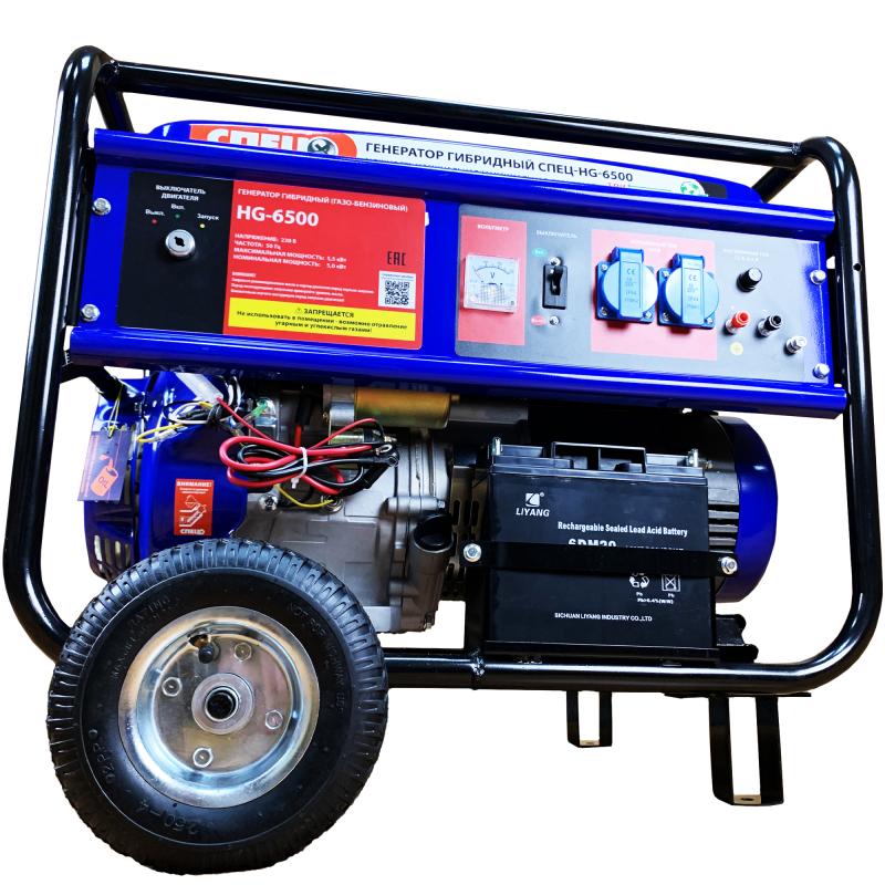 Генератор гибридный газ/бензин Спец HG-6500, 5.5 кВт –   .