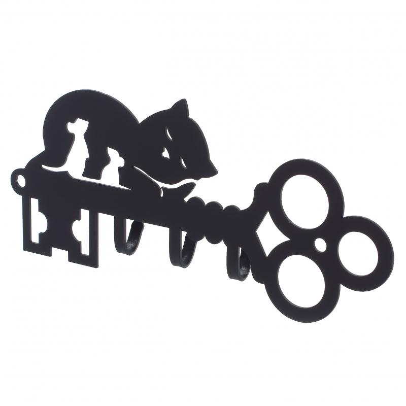 Ключница DuckandDog Кот, 190х99х19 мм, сталь, цвет чёрный матовый